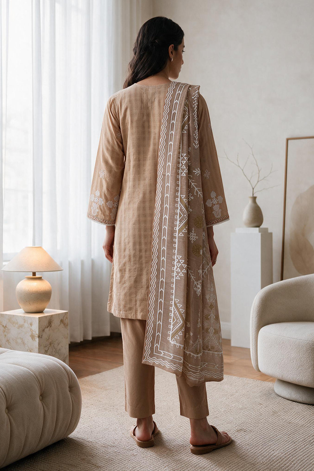 Embroidered Kurta Dupatta Trouser - 3399