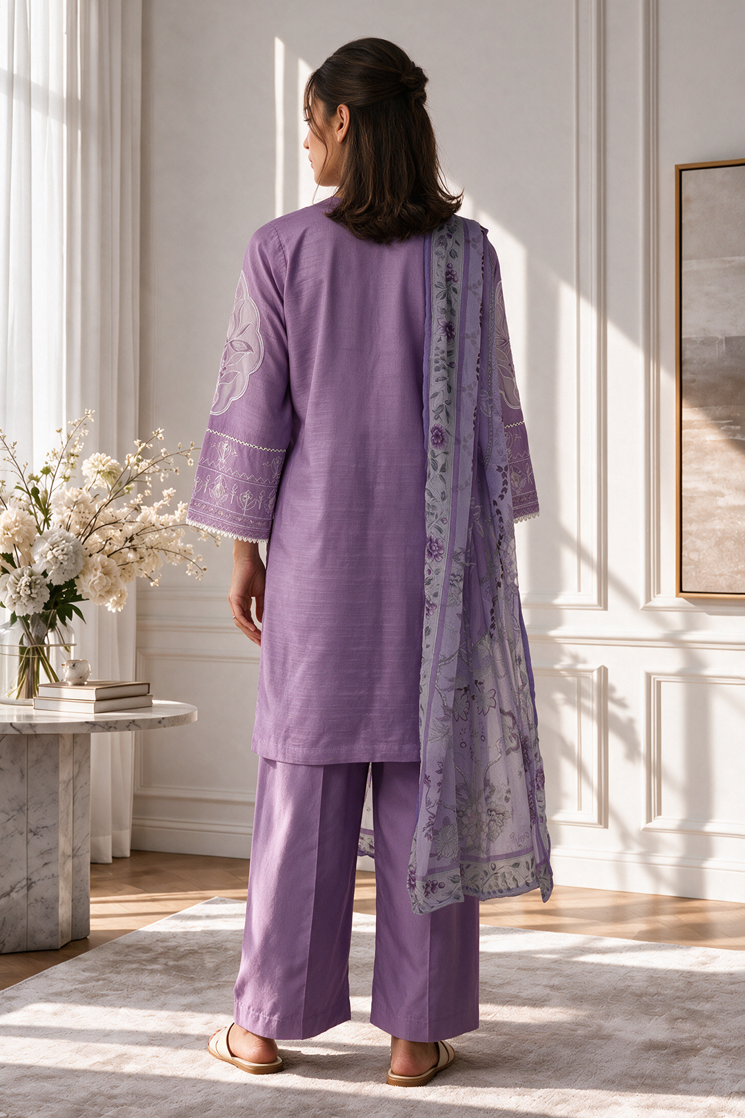 Embroidered Kurta Dupatta Trouser - 3408