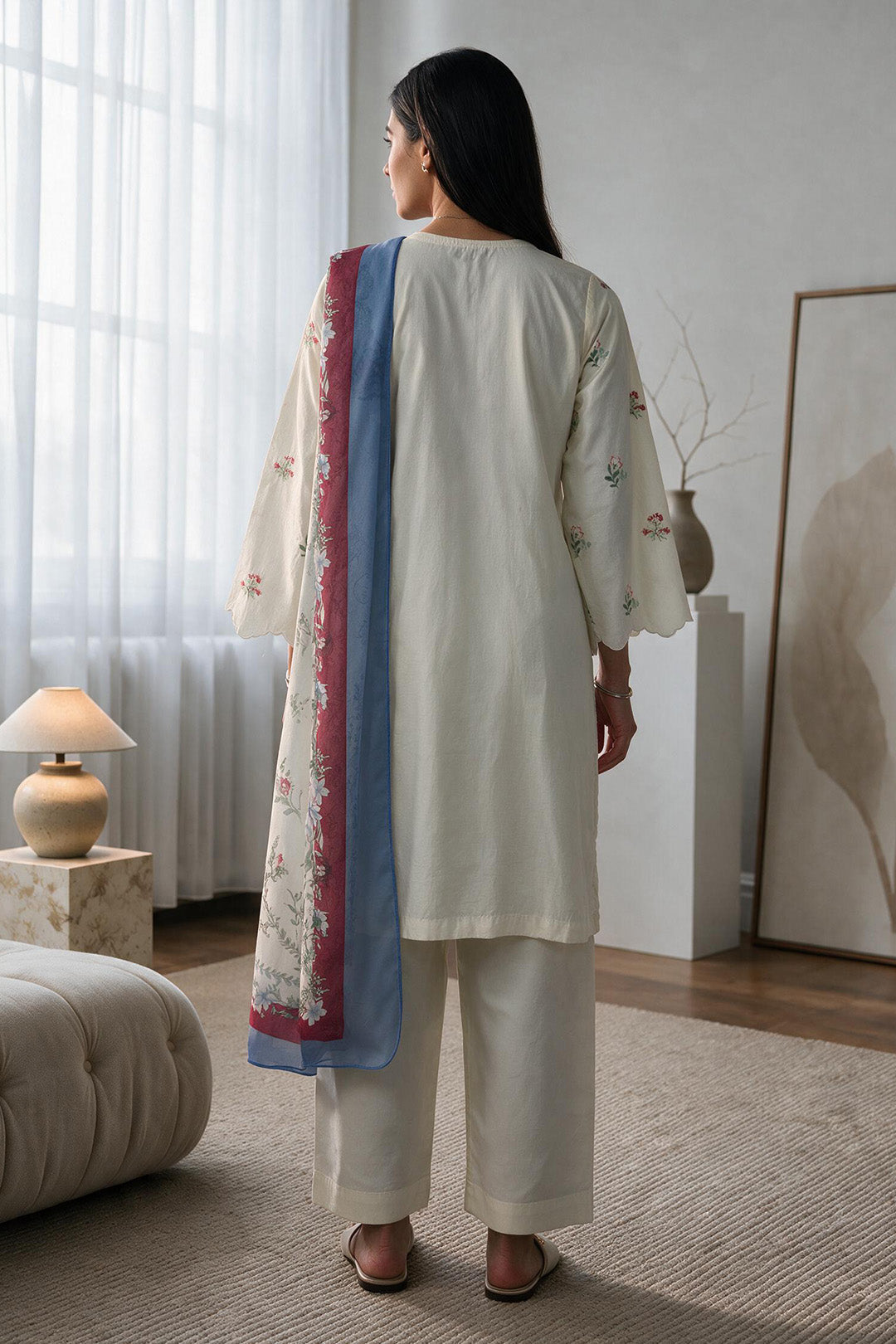 Embroidered Kurta Dupatta Trouser - 3412
