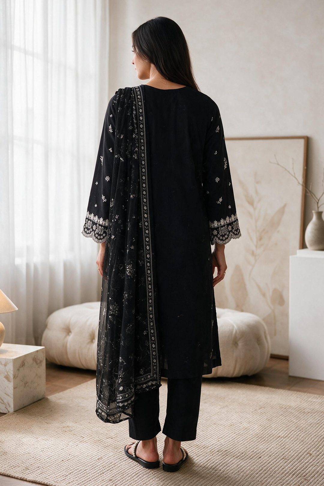 Embroidered Kurta Dupatta Trouser - 3414