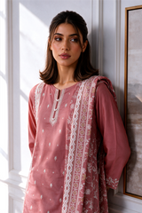 Embroidered Kurta Dupatta Trouser - 3418