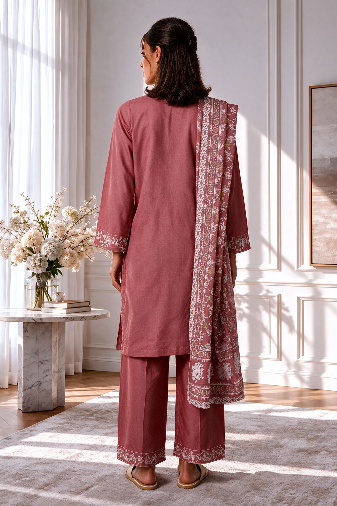 Embroidered Kurta Dupatta Trouser - 3418