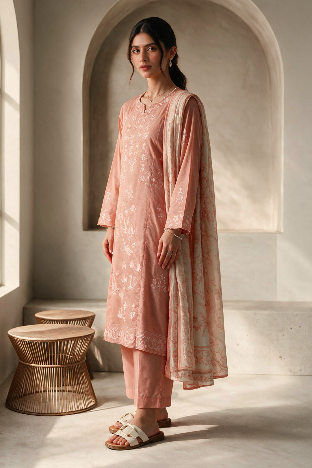 Embroidered Kurta Dupatta Trouser - 3421