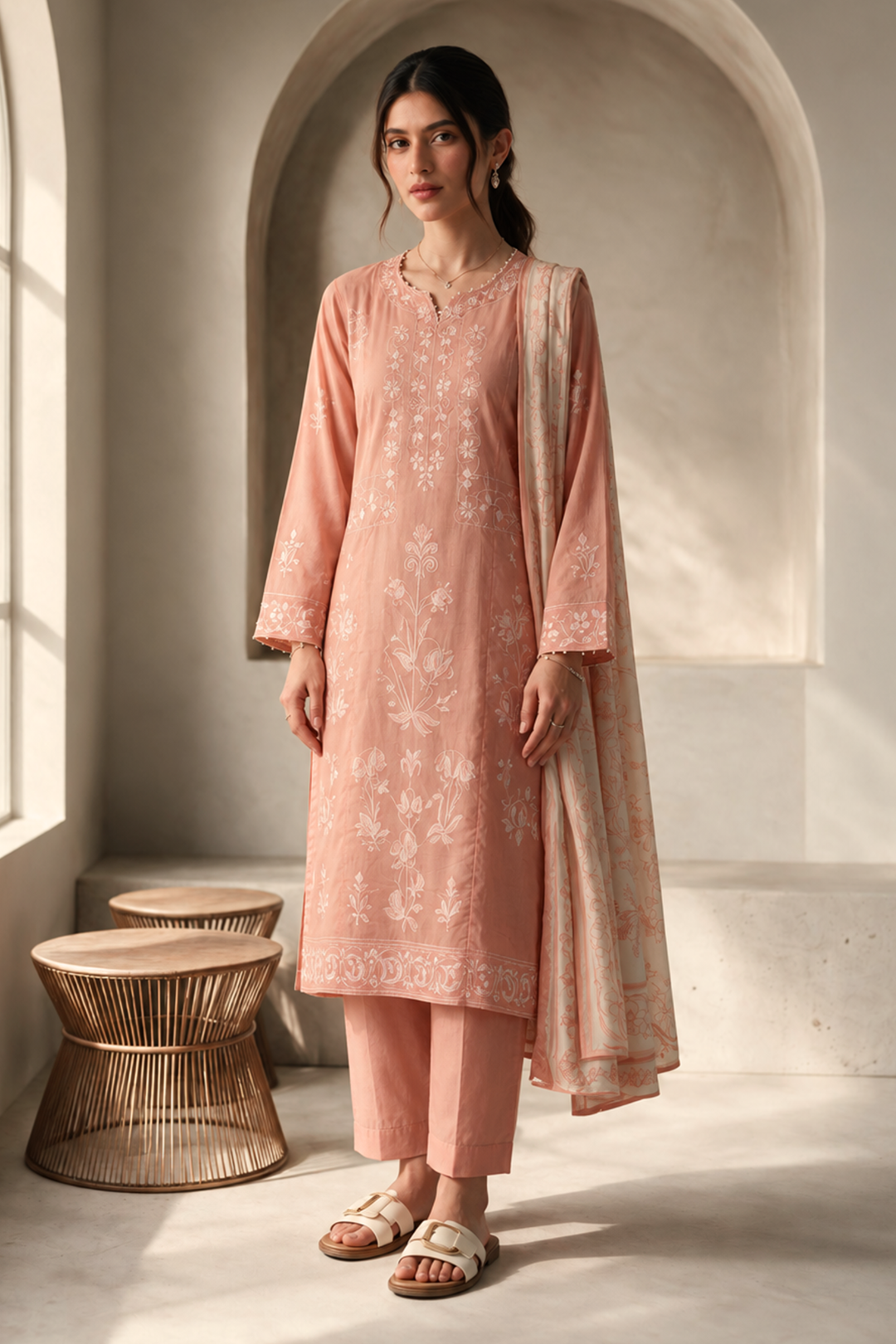 Embroidered Kurta Dupatta Trouser - 3421