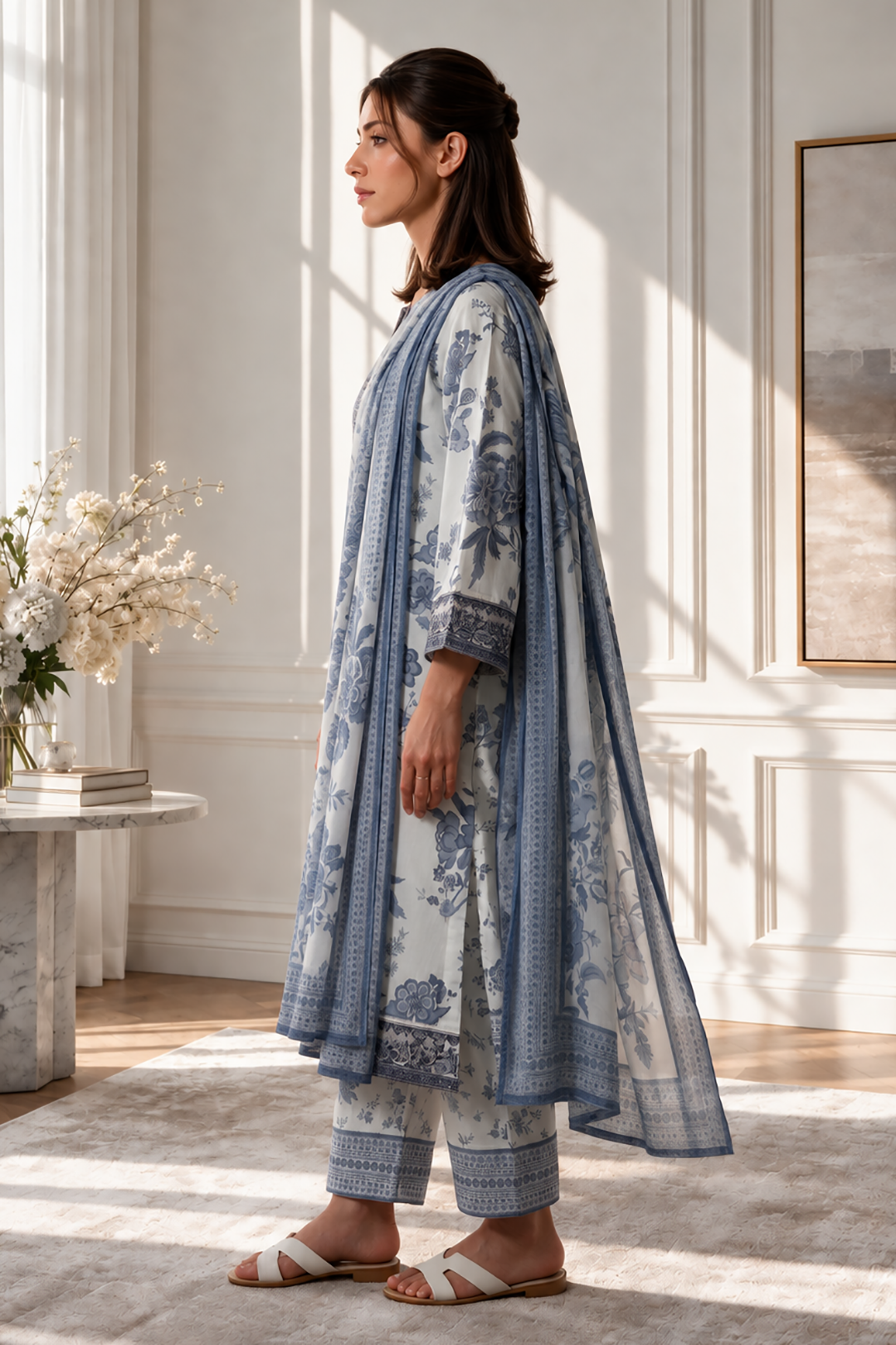 Embroidered Kurta Dupatta Trouser - 3649
