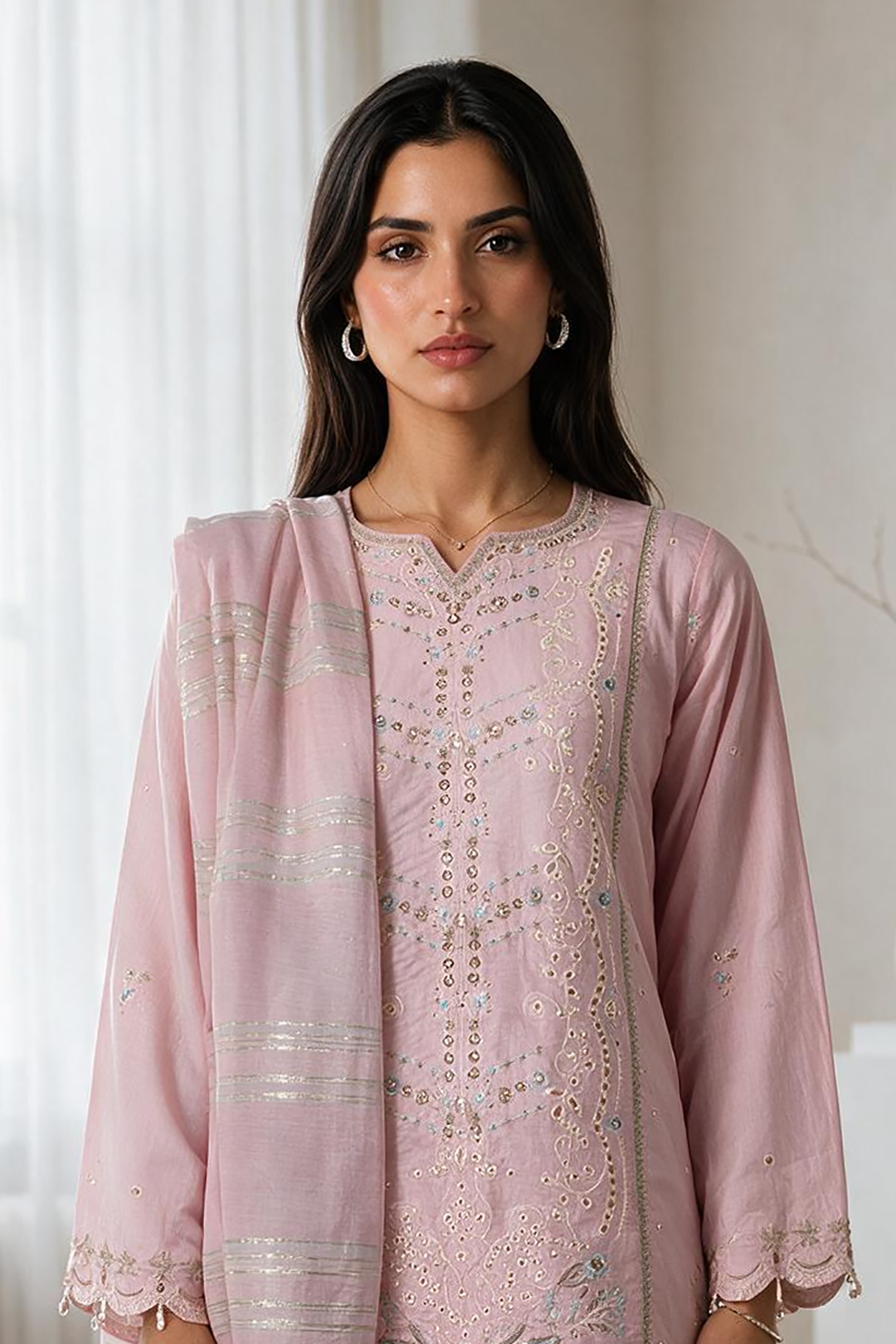 Embroidered Kurta Dupatta Trouser - 3724