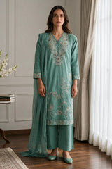 Embroidered Kurta Dupatta Trouser - 3729