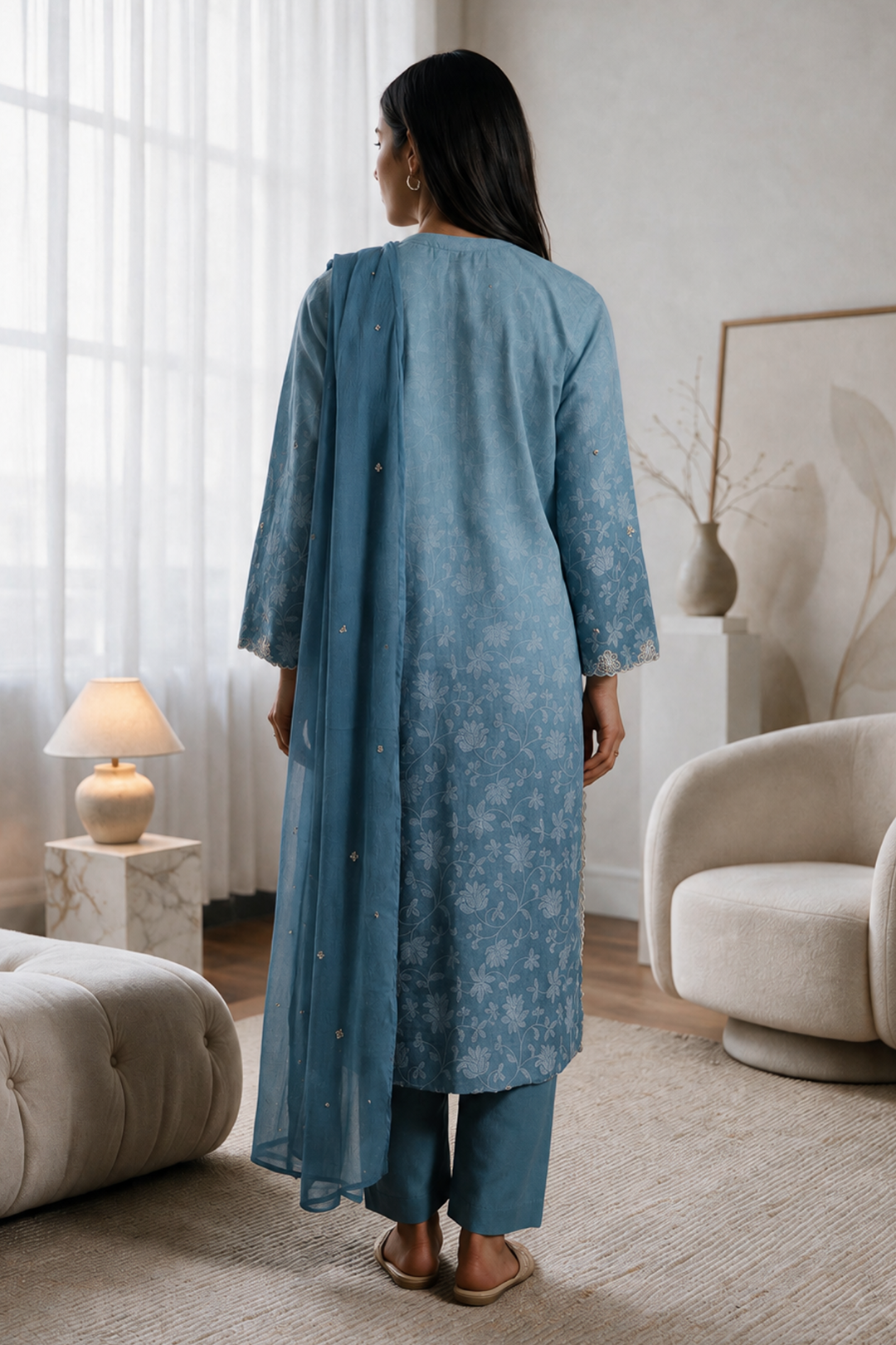 Embroidered Kurta Dupatta Trouser - 3736