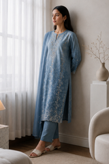 Embroidered Kurta Dupatta Trouser - 3736