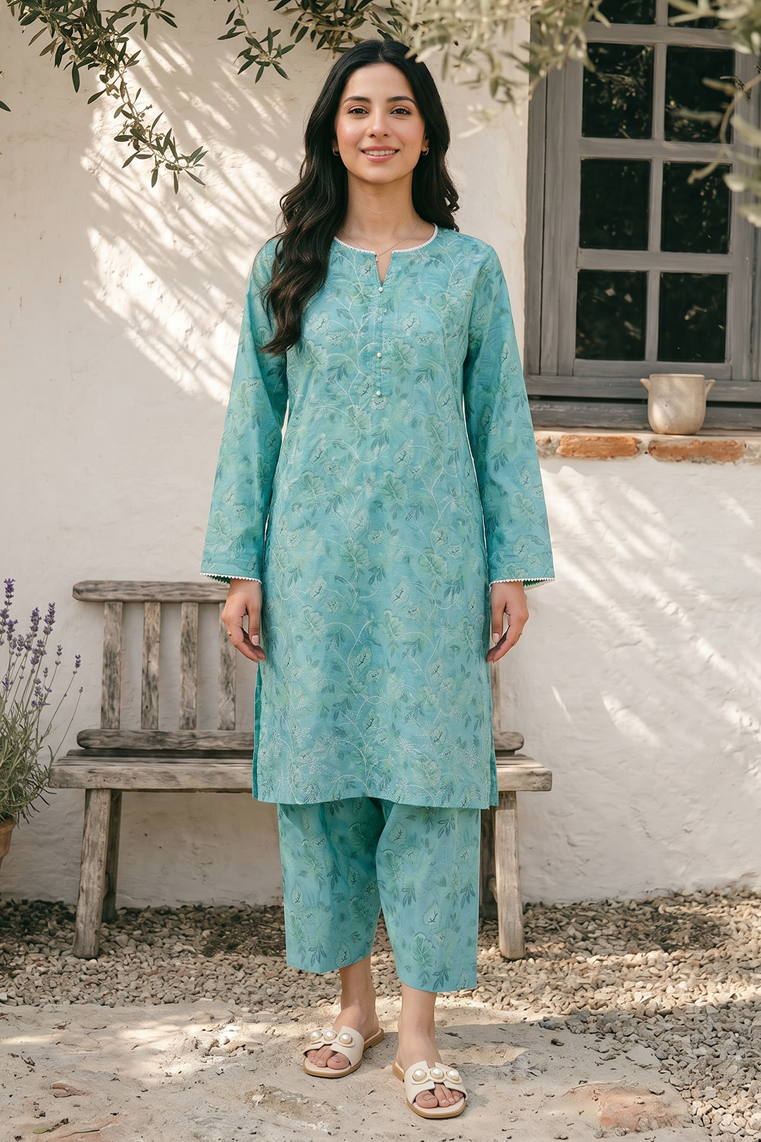 Embroidered Kurta Trouser - 2094