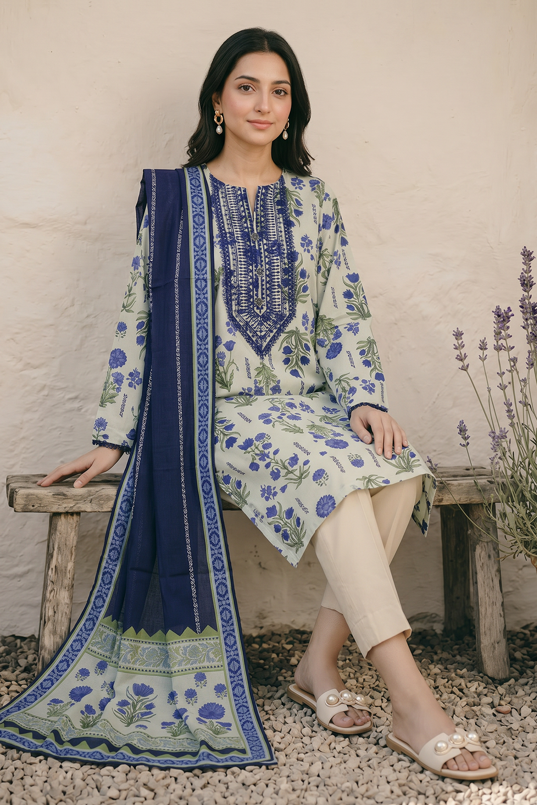 Embroidered Kurta Dupatta - 2421