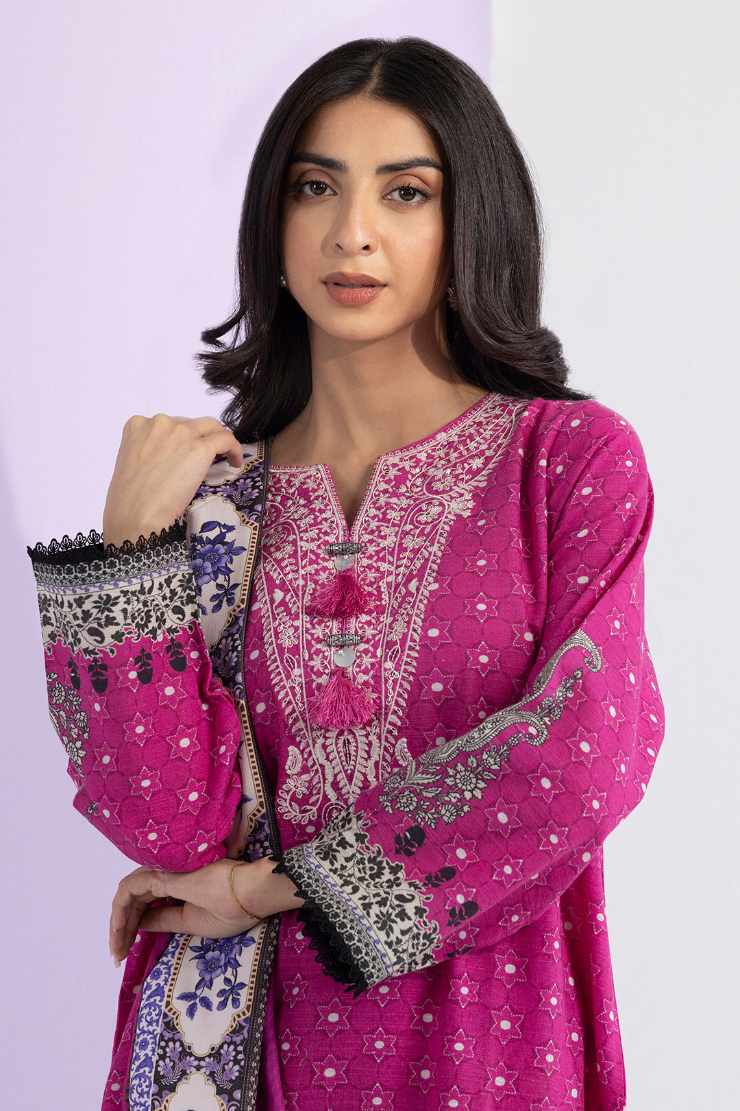 Embroidered Kurta Shawl Trouser - 2952