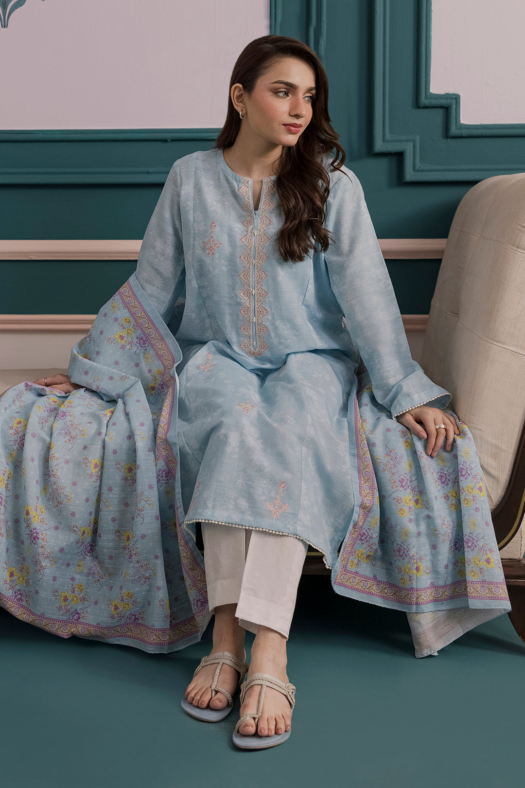 Embroidered Kurta Dupatta - 2858