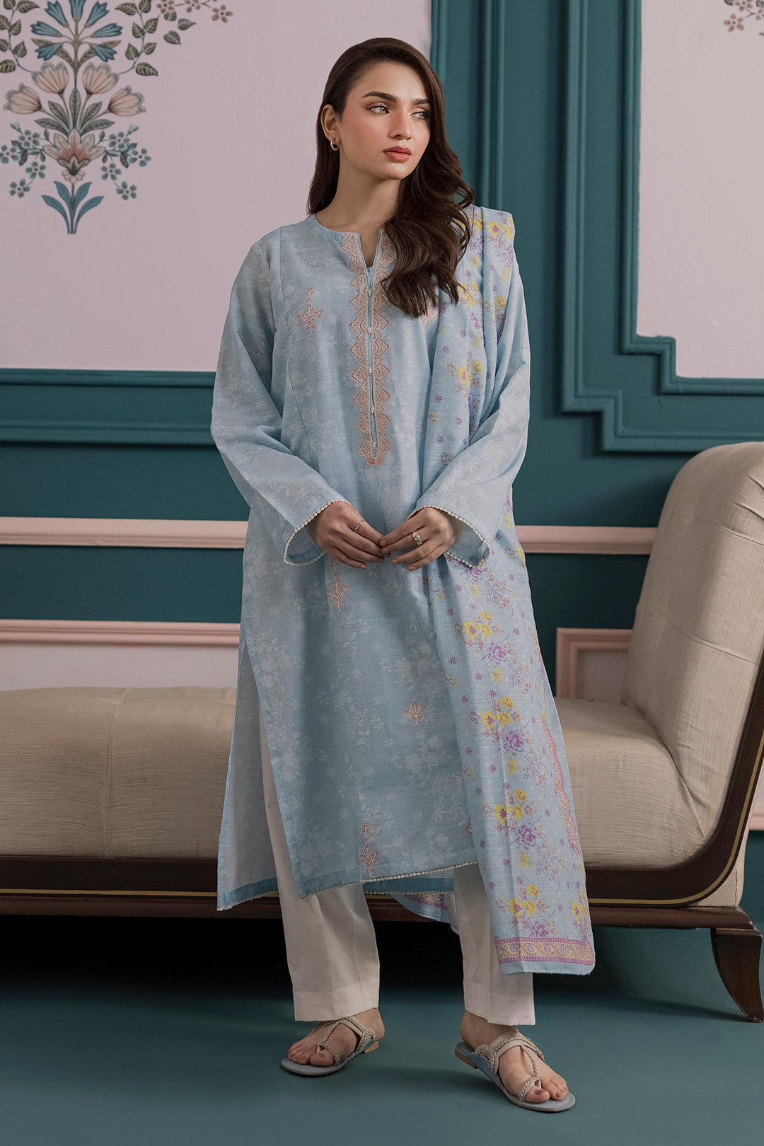 Embroidered Kurta Dupatta - 2858