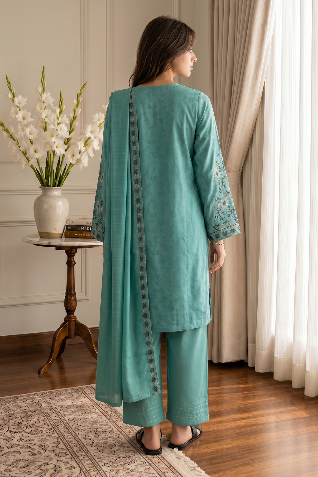 Embroidered Kurta Dupatta Trouser - 2536