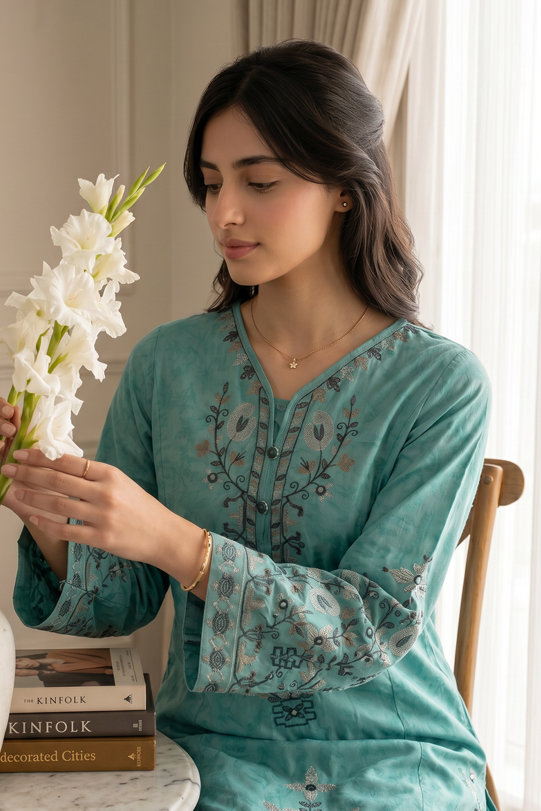 Embroidered Kurta Dupatta Trouser - 2536