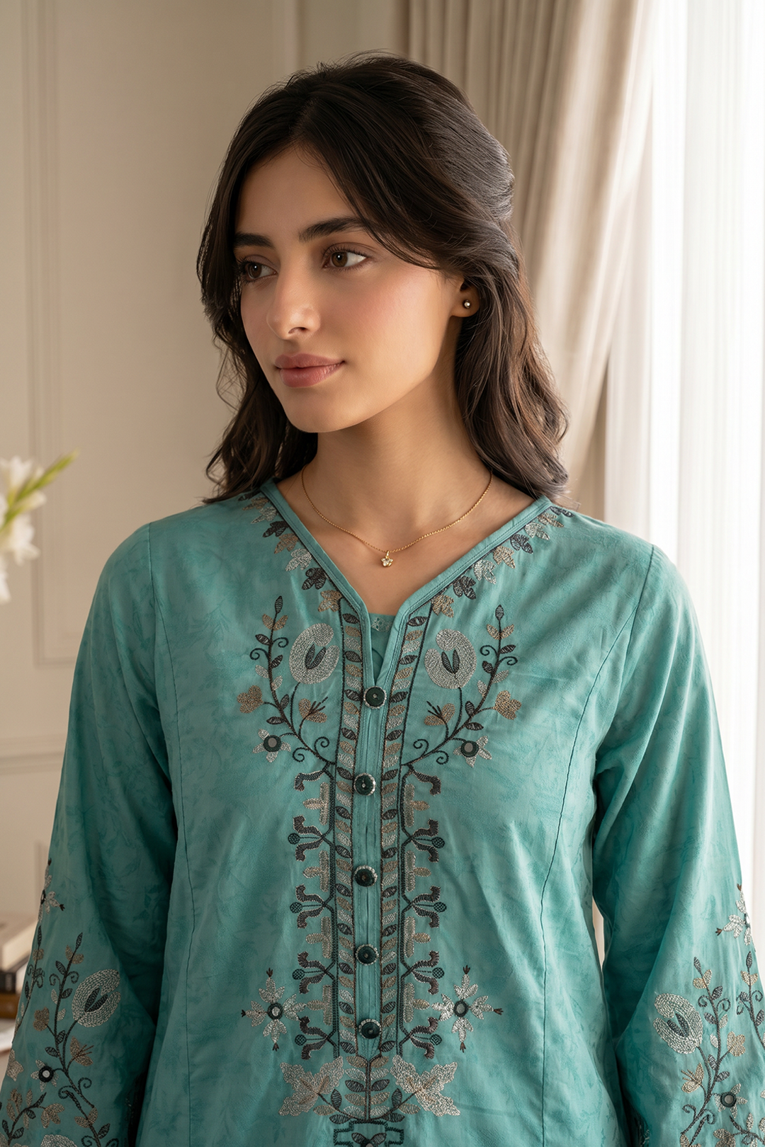 Embroidered Kurta Dupatta Trouser - 2536
