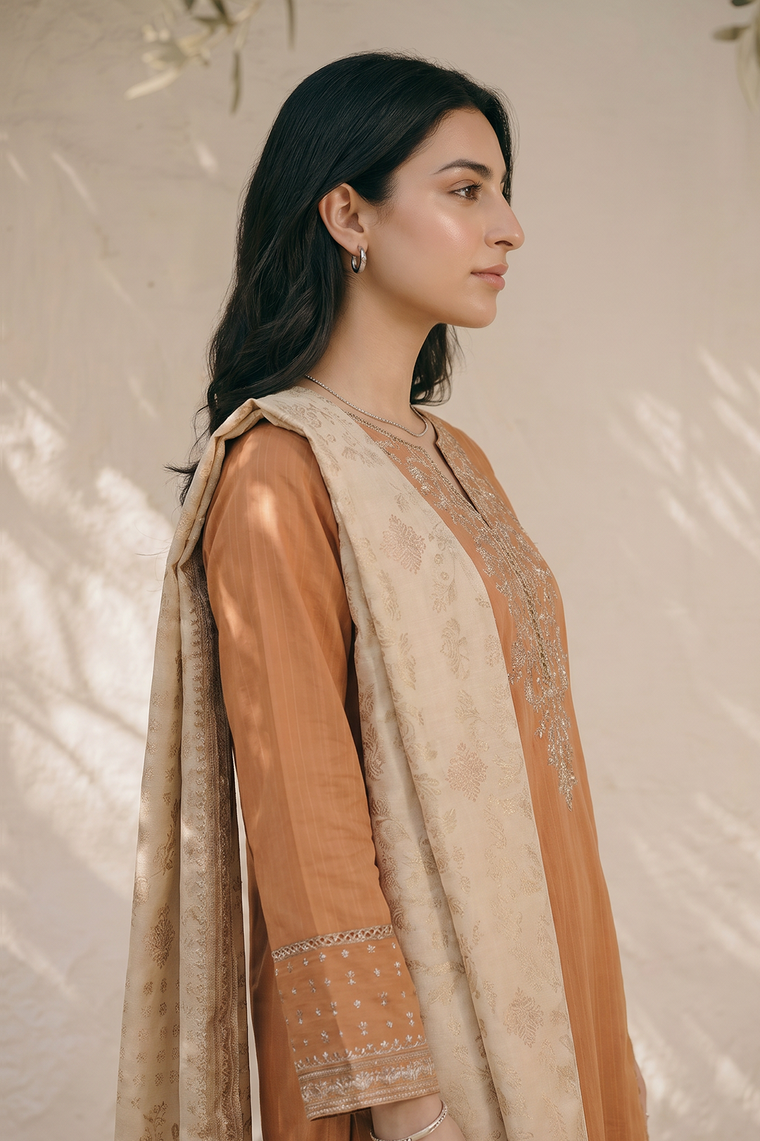 Embroidered Kurta Shawl Trouser - 2521