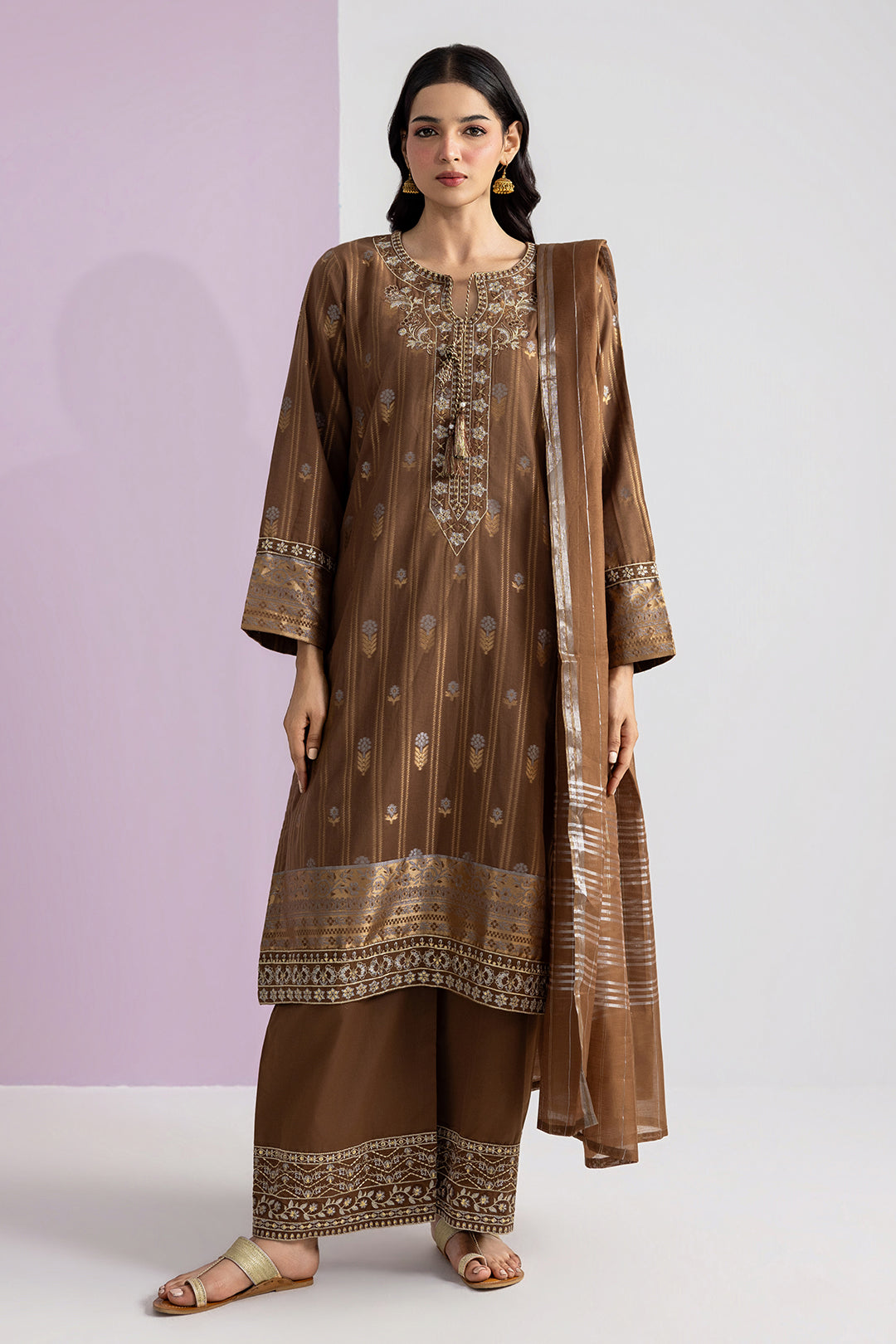 Embroidered Kurta Dupatta Trouser - 2530