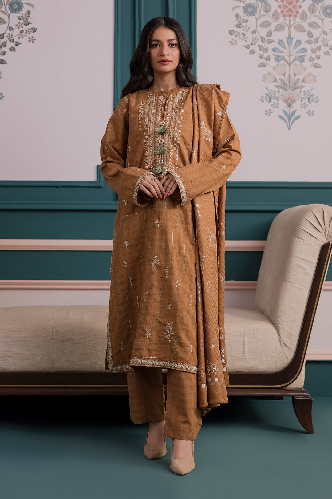 Embroidered Kurta Dupatta Trouser - 2531