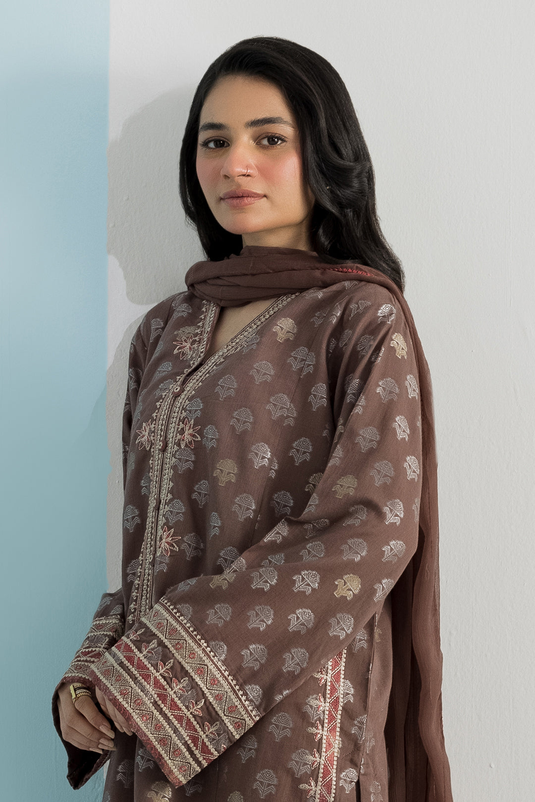 Embroidered Kurta Dupatta Trouser - 2534