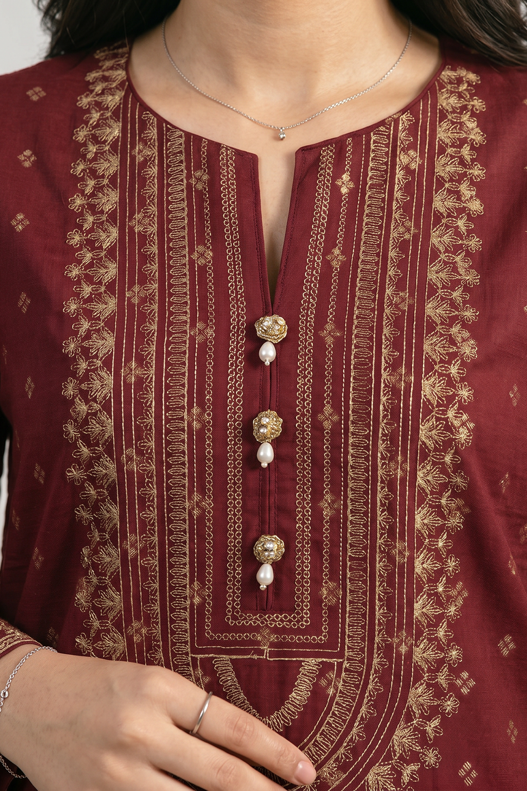 Embroidered Kurta Dupatta Trouser - 2535