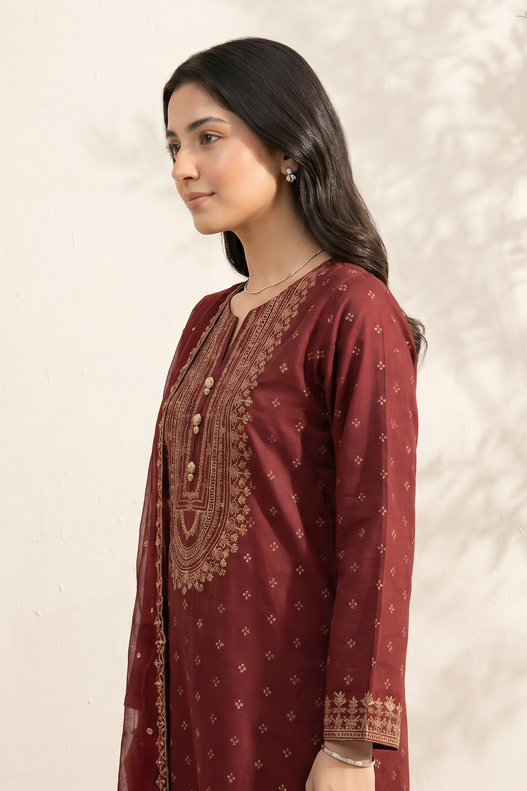 Embroidered Kurta Dupatta Trouser - 2535