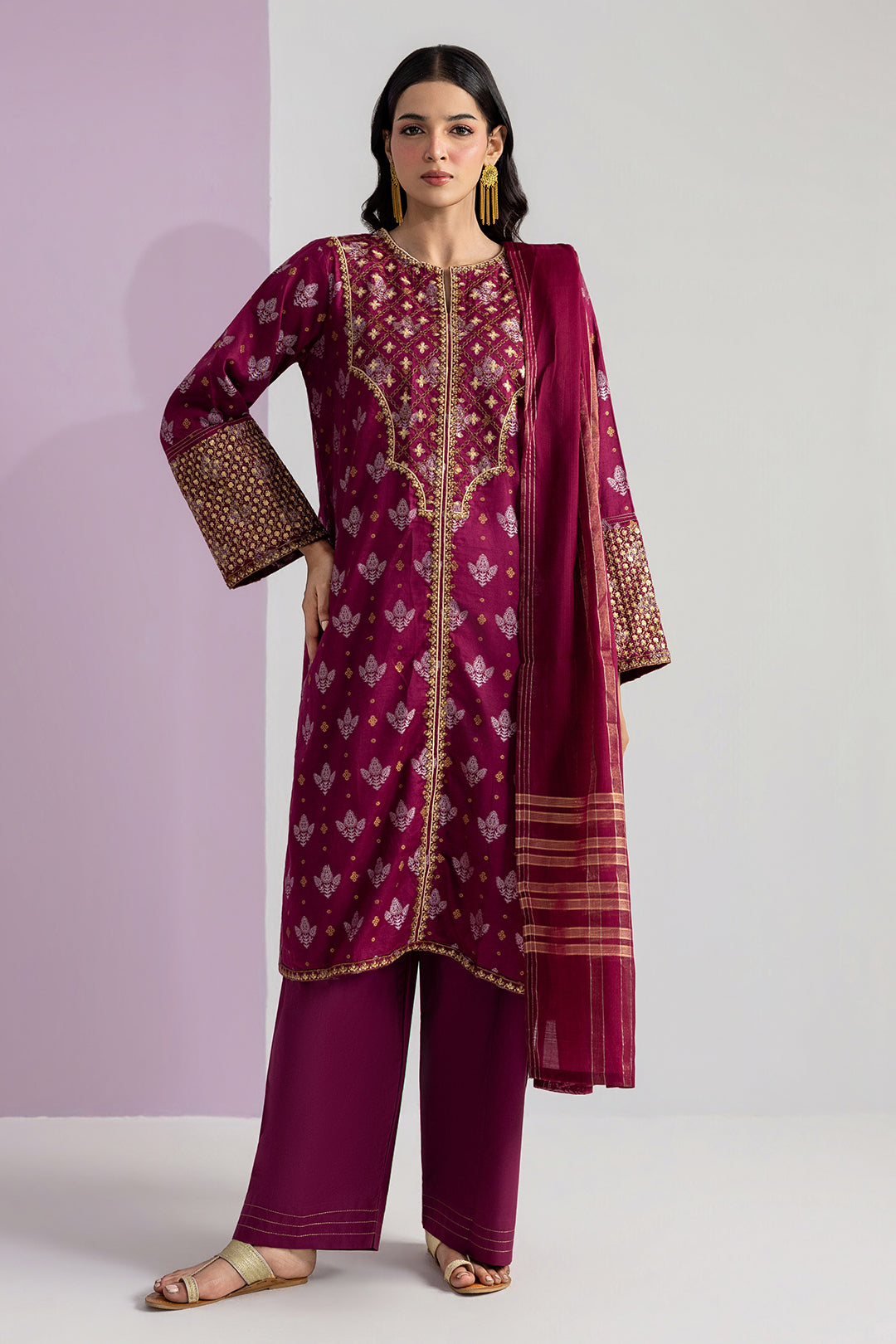 Embroidered Kurta Dupatta Trouser - 2537