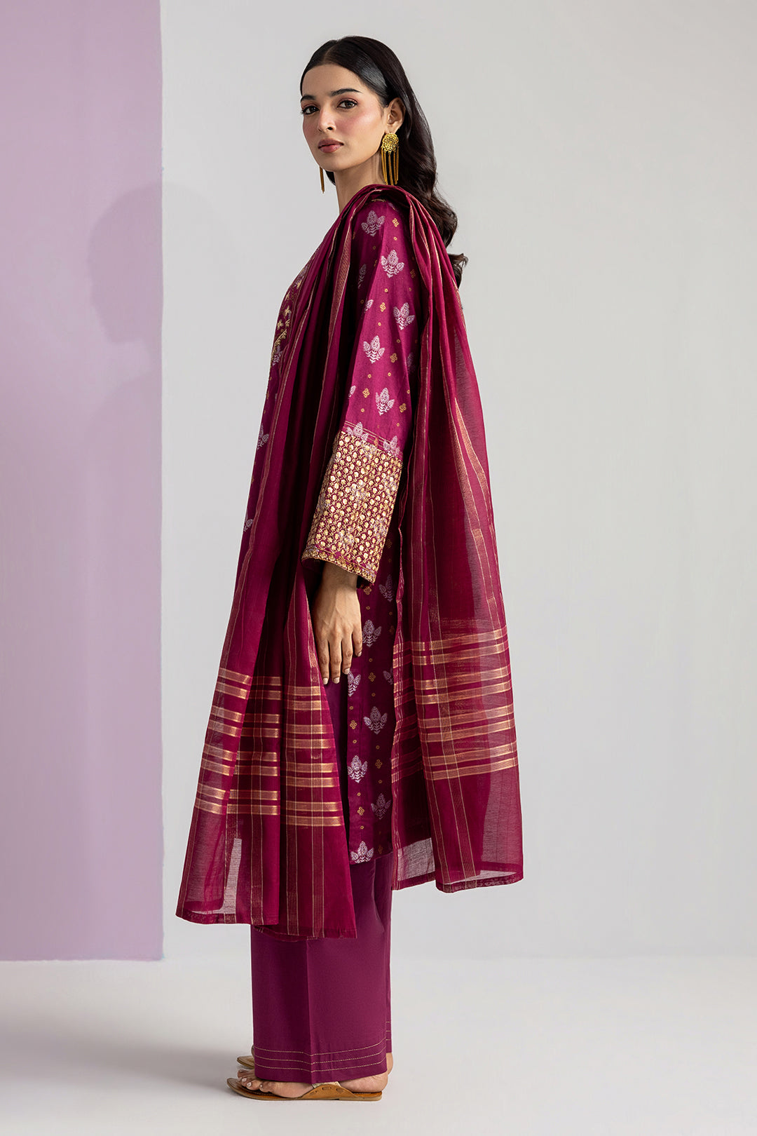 Embroidered Kurta Dupatta Trouser - 2537