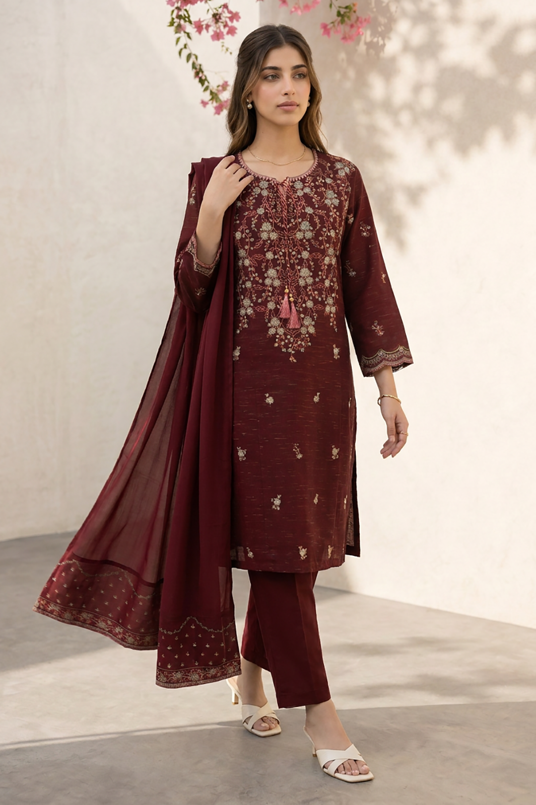 Embroidered Kurta Dupatta Trouser - 2557