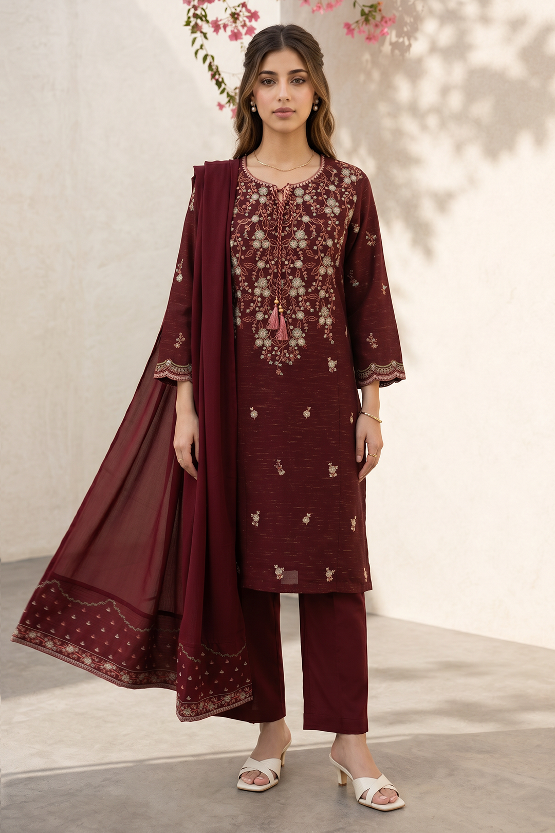 Embroidered Kurta Dupatta Trouser - 2557