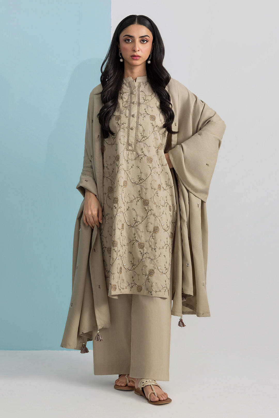Embroidered Kurta Dupatta Trouser - 2589