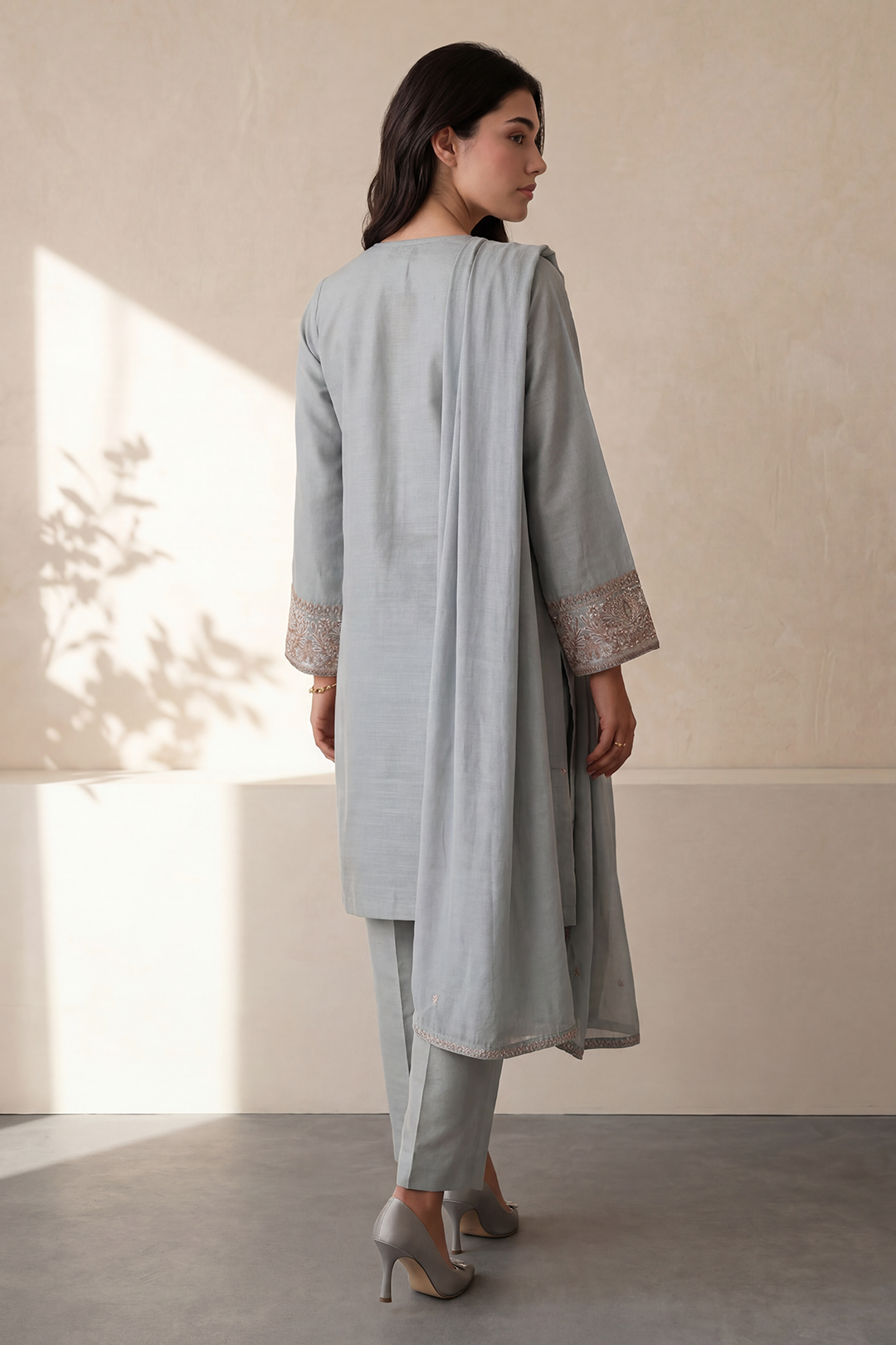 Embroidered Kurta Dupatta Trouser - 2594