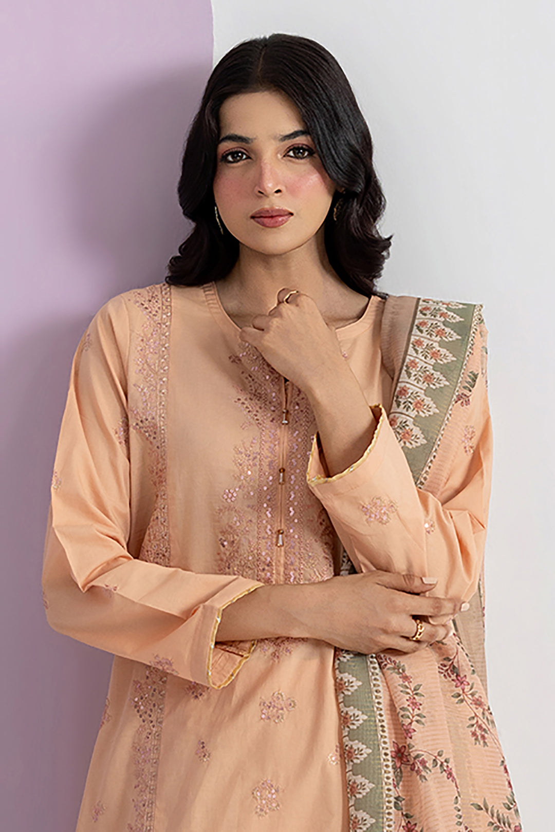 Embroidered Kurta Dupatta Trouser - 2596