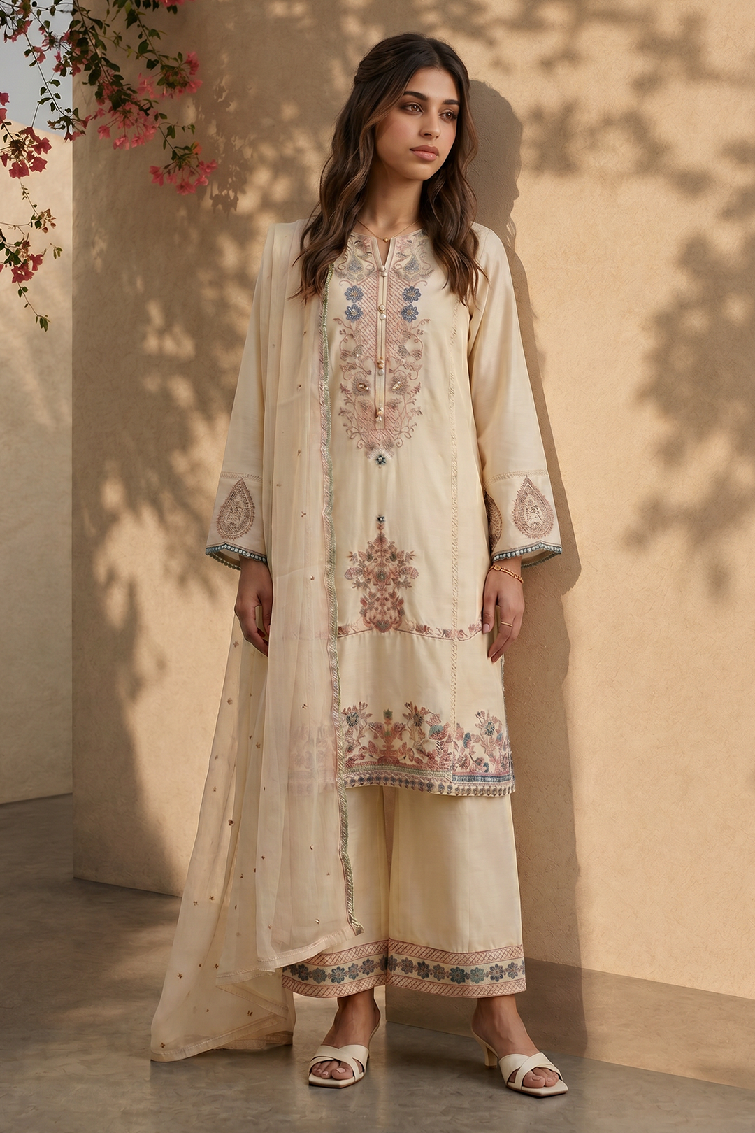 Embroidered Kurta Dupatta Trouser - 2602