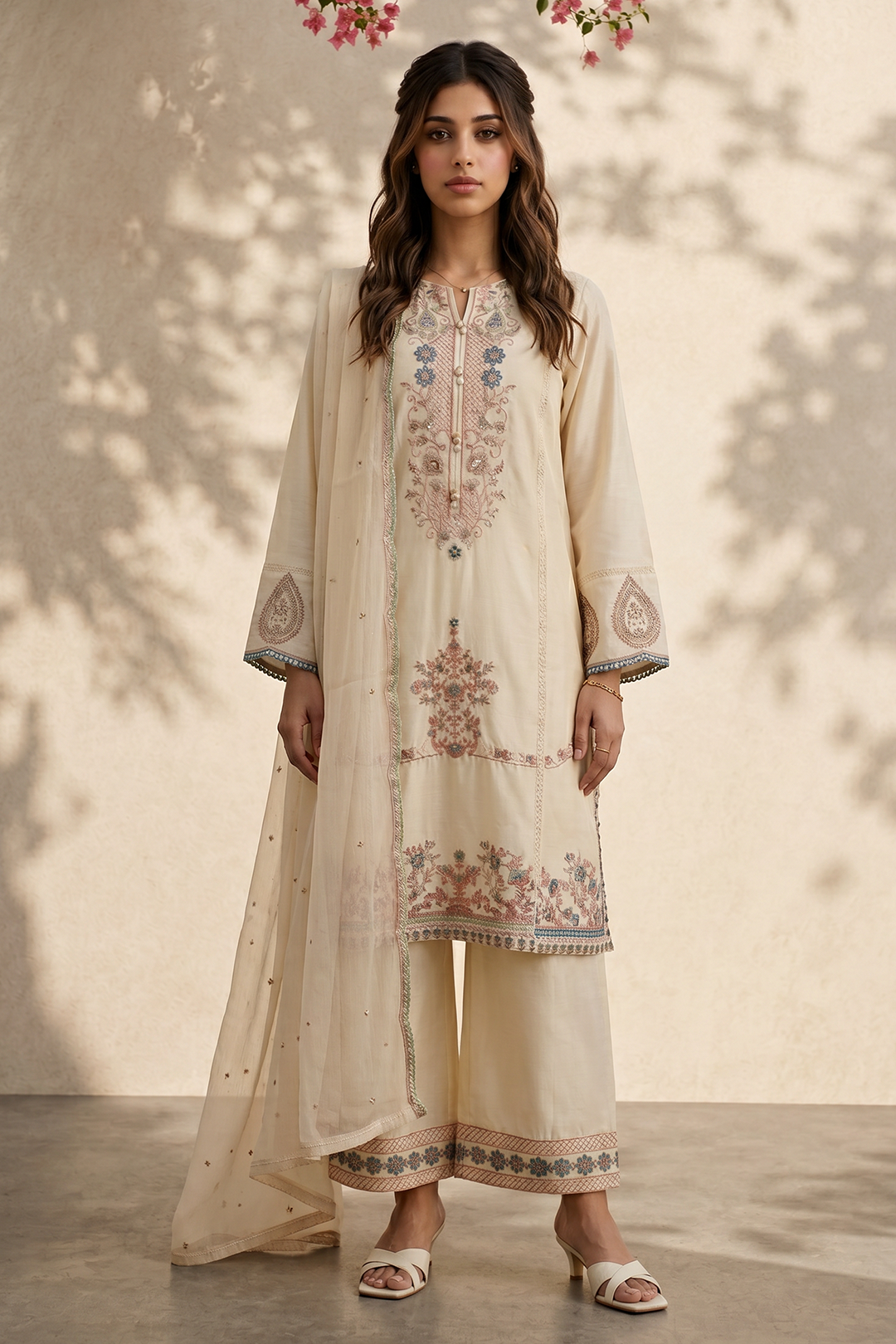 Embroidered Kurta Dupatta Trouser - 2602