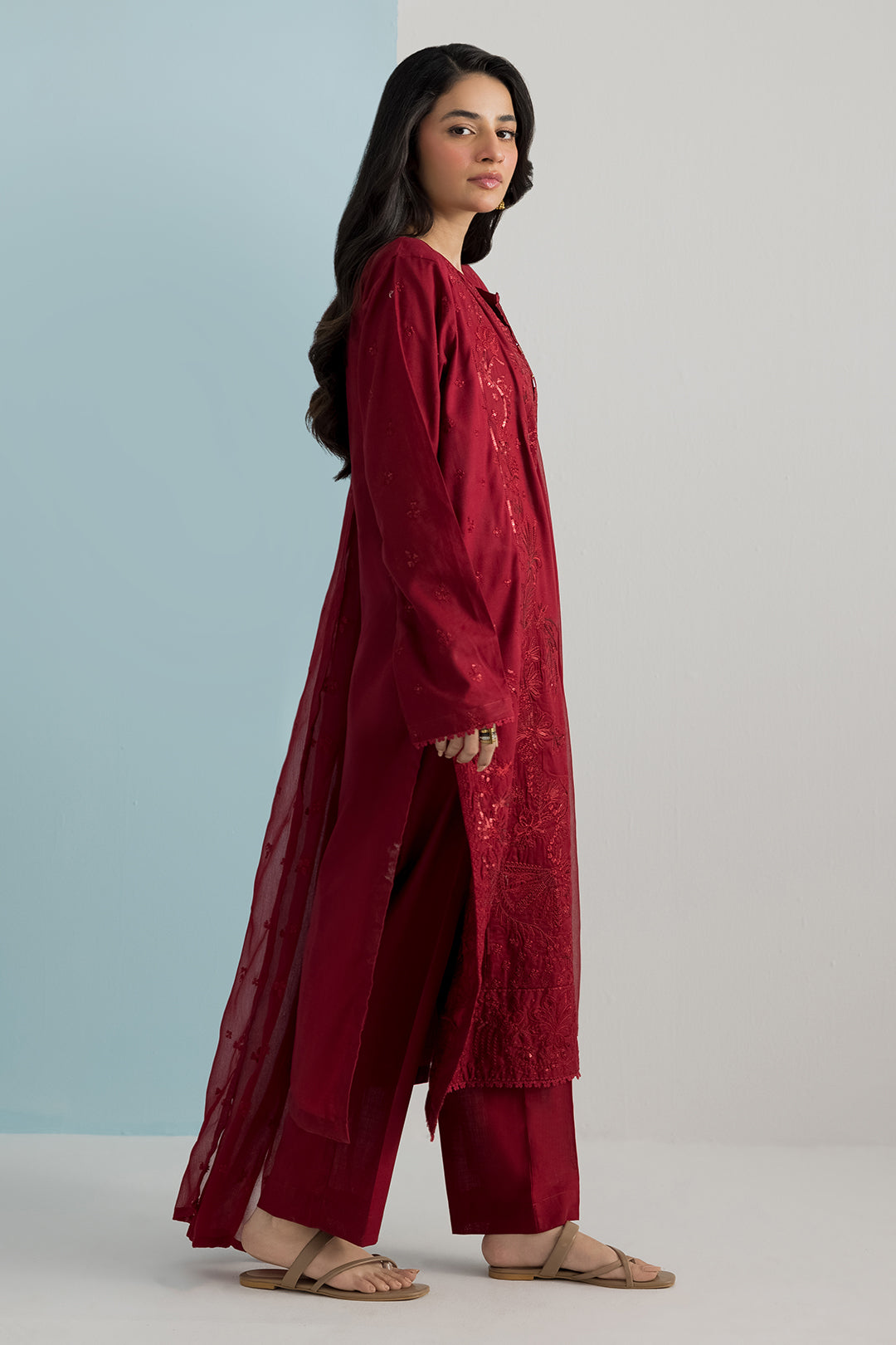 Embroidered Kurta Dupatta Trouser - 2607