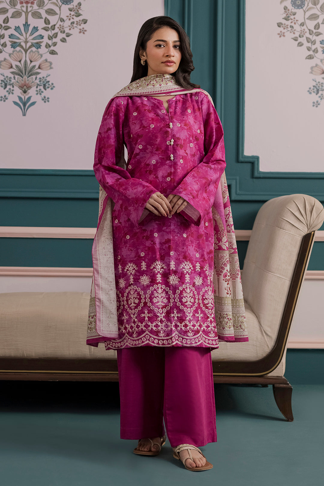 Embroidered Kurta Dupatta Trouser - 2888