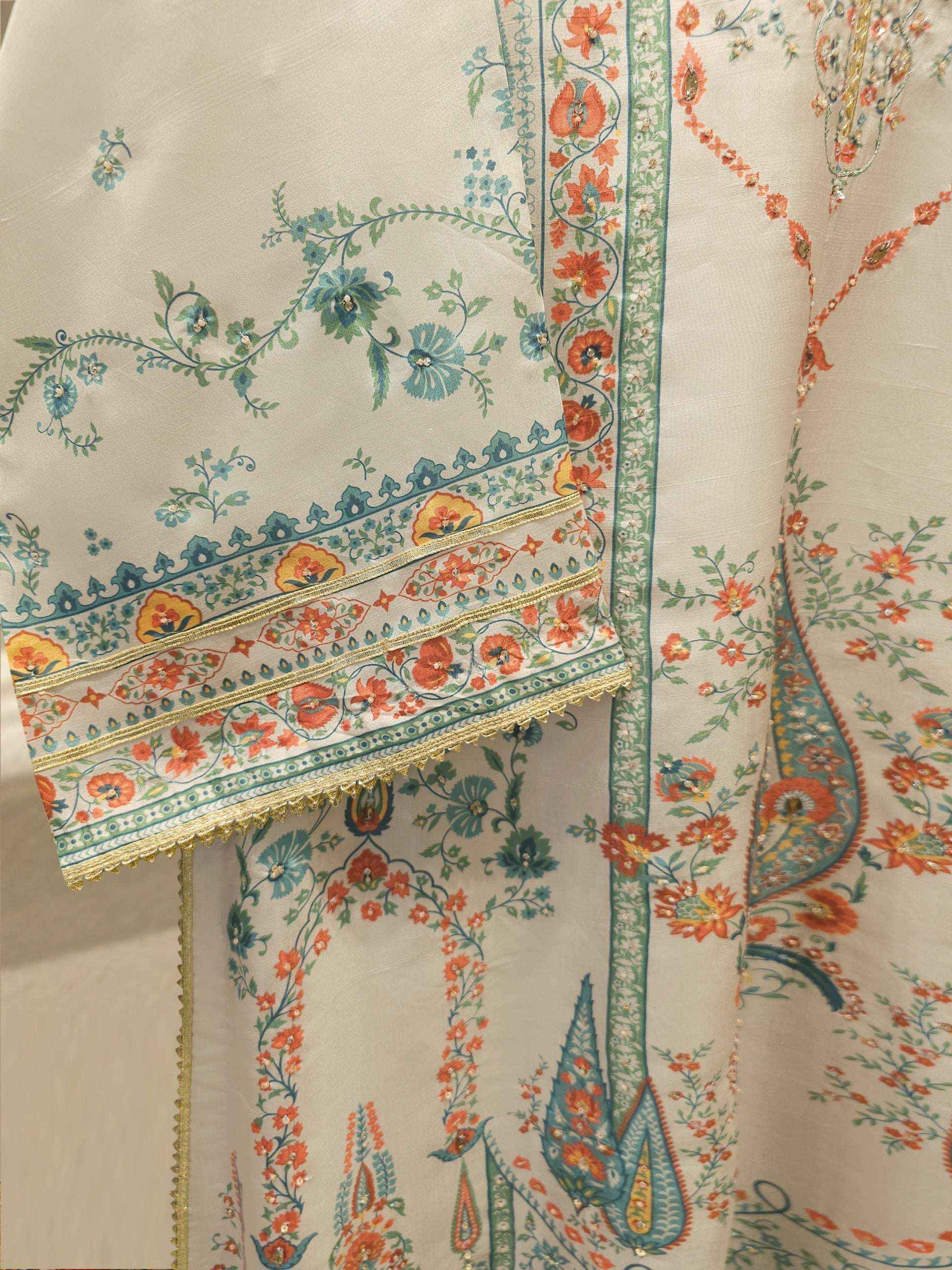 3-Piece Pure Digital Printed Silk Suit – Luxury Elegant Women's Formal Wear S114744
