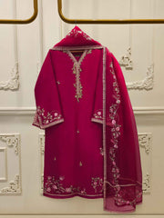 3 Piece- Pure Sheesha Silk Embroidered Suit S114551