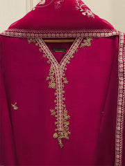 3 Piece- Pure Sheesha Silk Embroidered Suit S114551