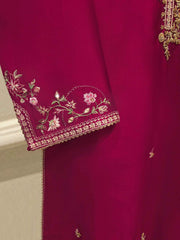 3 Piece- Pure Sheesha Silk Embroidered Suit S114551