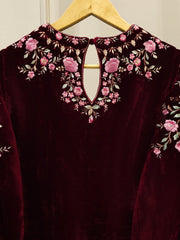 2 Piece - Embroidered Velvet Suit S113396