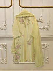3 Piece- Pure Sheesha Silk Embroidered Suit S114793