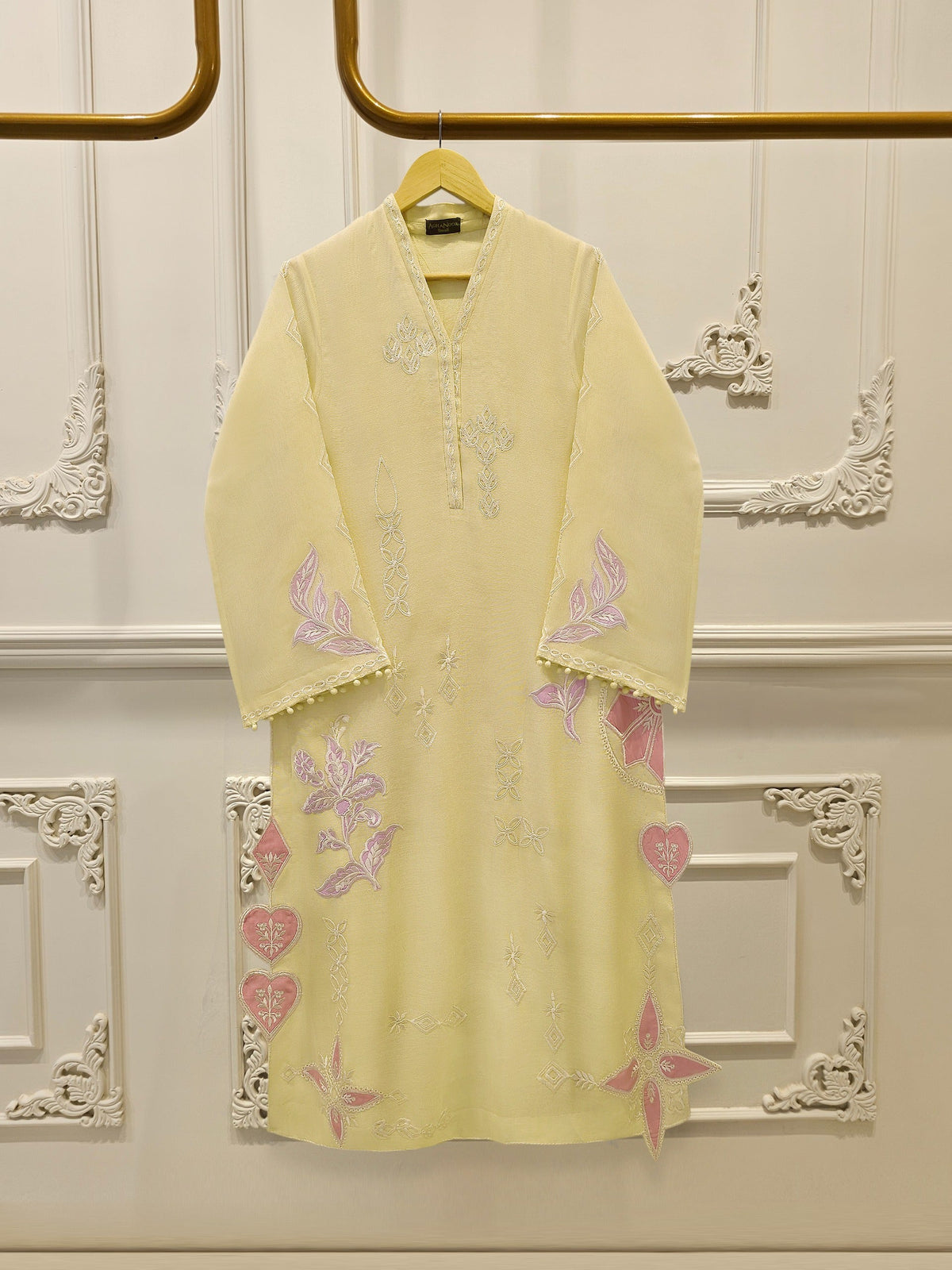 2 Piece - Pure Embroidered Cotton Net Suit S114935