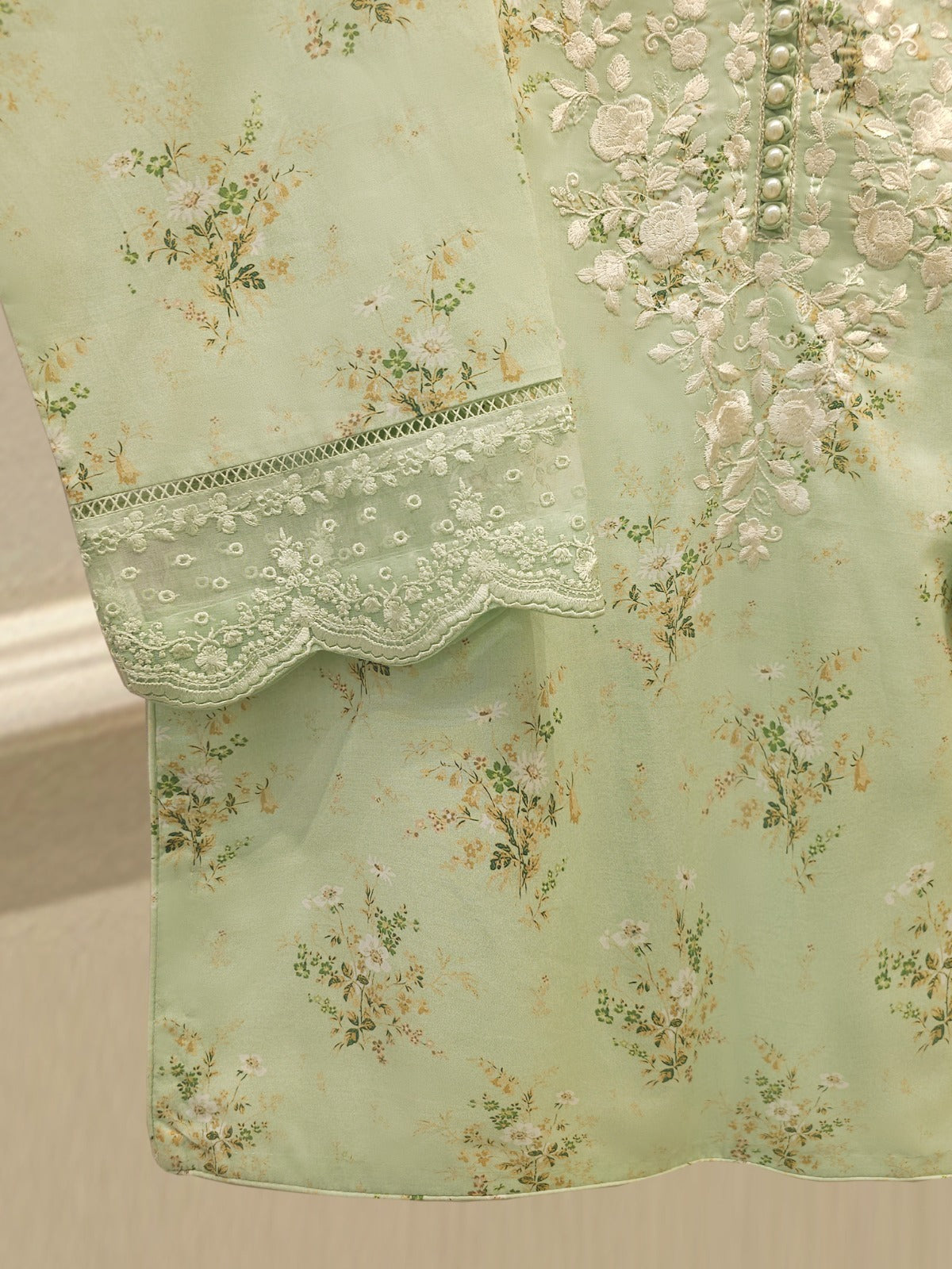 Embroidered Digital Printed Cambric Shirt S113010