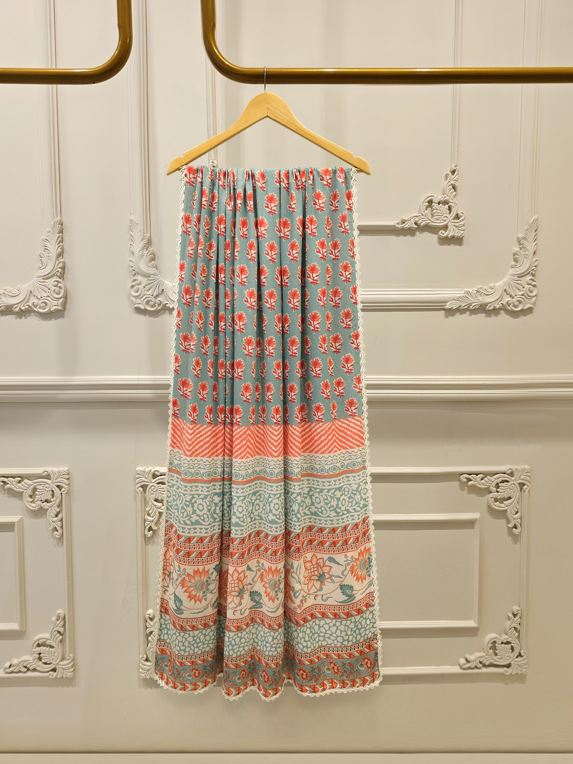 2-Piece Digital Printed Embroidered  Cambric Suit S114984