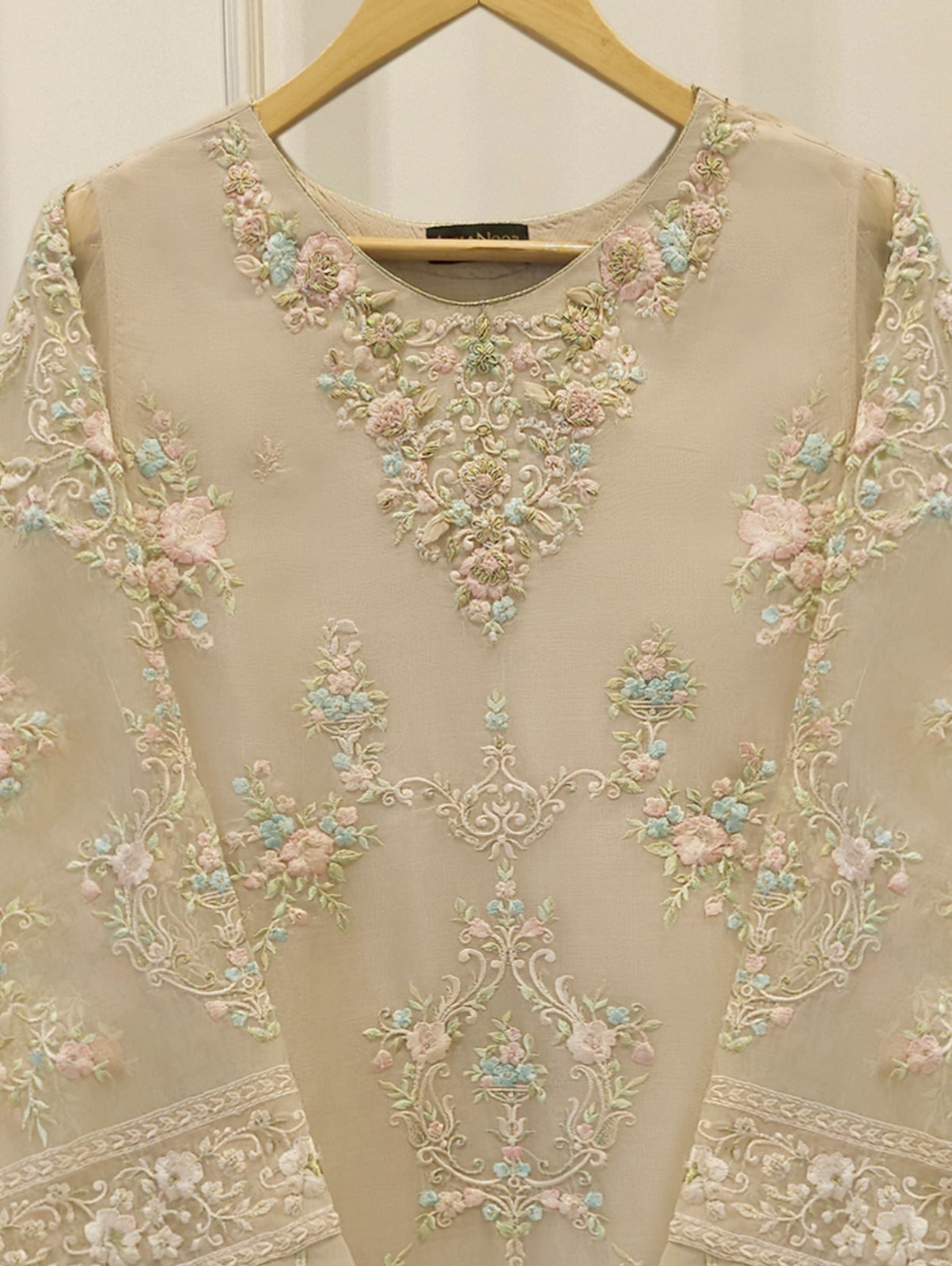 2 Piece - Pure Organza Embroidered Suit S114961