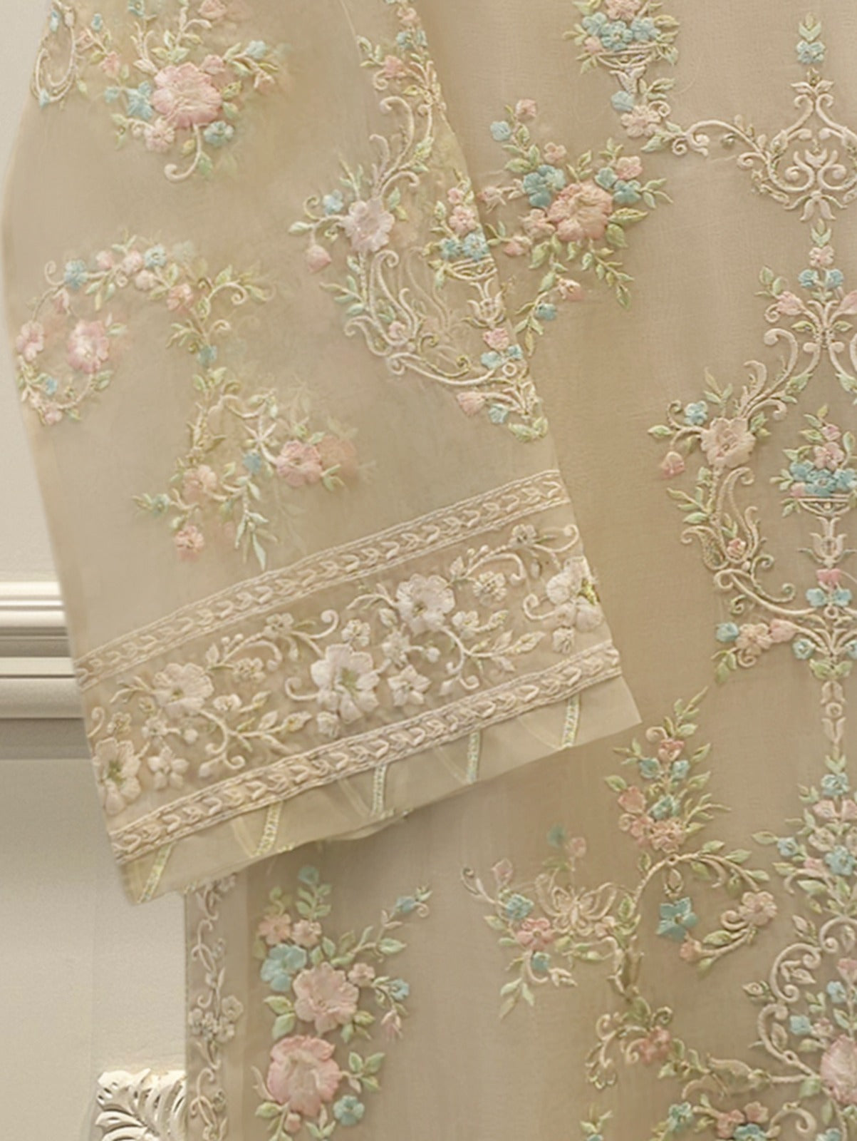 2 Piece - Pure Organza Embroidered Suit S114961