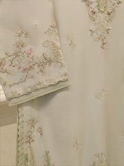 3 Piece- Pure  Sheesha Silk Embroidered Suit S115118